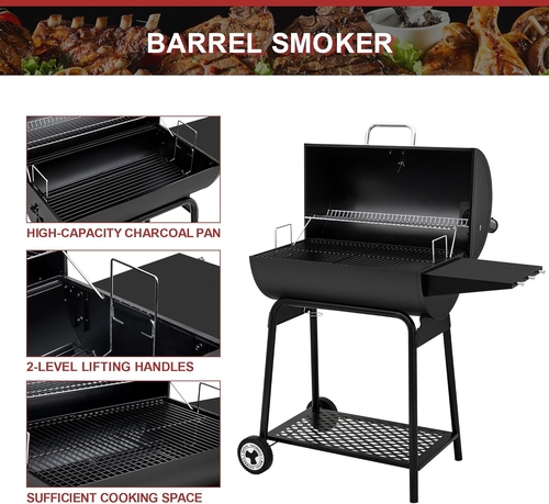 30 Inch Barrel Charcoal Grill With 627 Square Inches Cooking Space - Image 5