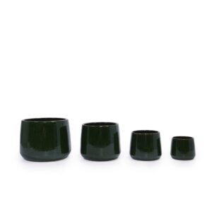 Handmade Glazed Ceramic Planter Set of 4, Breathable Clay Plant Pots
