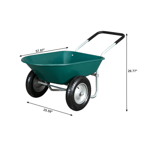 Garden Iron Wood Double Wheel Garden Cart - Image 5